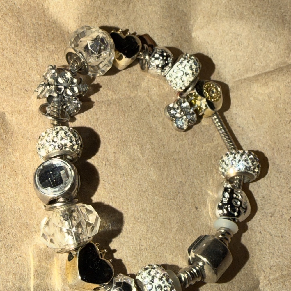 Pandora Silver and Gold Charm Bracelet